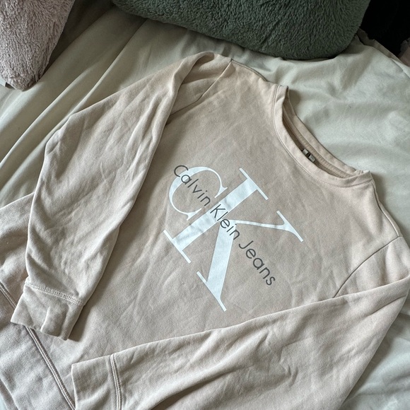 Monogram Logo Relaxed Fleece Calvin Klein Crewneck - Picture 1 of 5